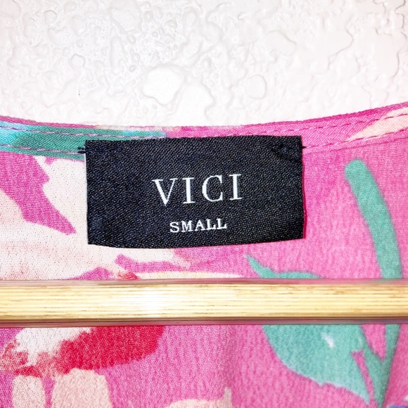 VICI Pink Bardot Floral Maxi Wrap Dress SZ: Small - Picture 4 of 15